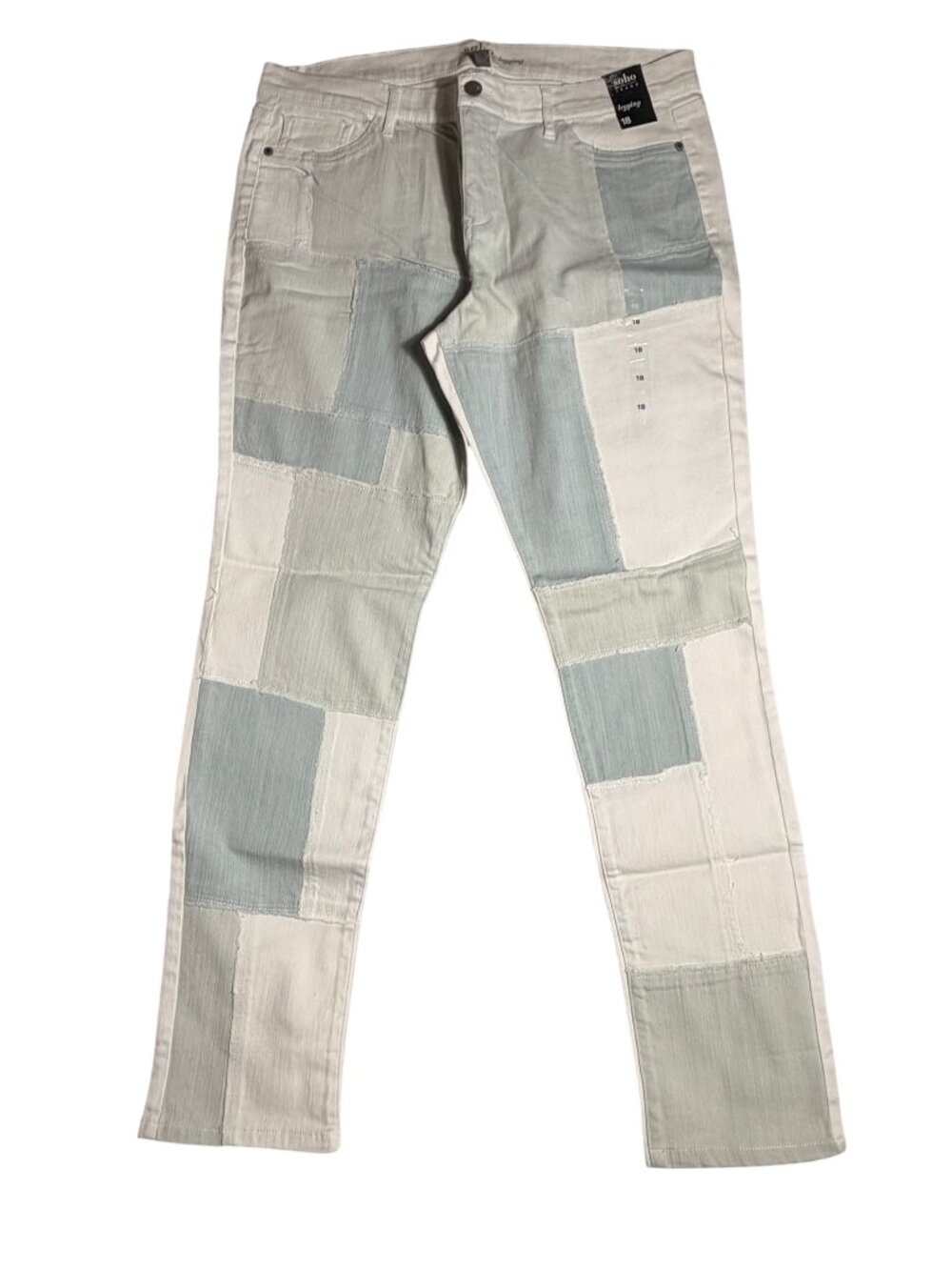 NWT New York & Co. SoHo Jeans Leggings, White & Blue, SZ 18
